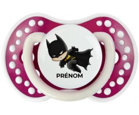 Batman kids logo design-4 avec prénom : Fuchsia phosphorescente Tétine embout Lovi Dynamic