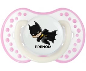 Batman kids logo design-4 avec prénom : Blanc-rose phosphorescente Tétine embout Lovi Dynamic