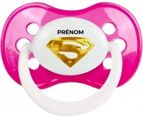 Logo Superman doré avec prénom : Rose foncé classique Tétine embout anatomique