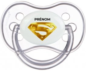 Logo Superman doré avec prénom : Transparente classique Tétine embout anatomique