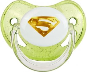 Logo Superman doré : Vert à paillette Tétine embout physiologique