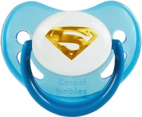 Logo Superman doré : Bleue phosphorescente Tétine embout physiologique