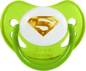 Logo Superman doré : Vert phosphorescente Tétine embout physiologique