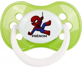 Spiderman kids design-1 avec prénom : Vert classique Tétine embout anatomique