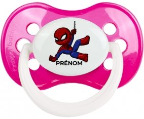 Spiderman kids design-1 avec prénom : Rose foncé classique Tétine embout anatomique