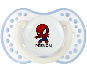 Spiderman kids design-2 avec prénom : Blanc-cyan classique Tétine embout Lovi Dynamic