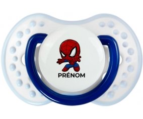 Spiderman kids design-2 avec prénom : Marine-blanc-bleu classique Tétine embout Lovi Dynamic