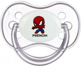 Spiderman kids design-2 avec prénom : Transparente classique Tétine embout anatomique