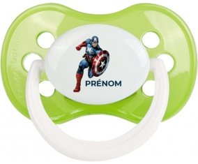 Captain America design-1 avec prénom : Vert classique Tétine embout anatomique