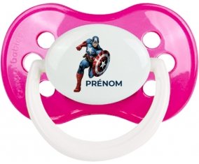 Captain America design-1 avec prénom : Rose foncé classique Tétine embout anatomique