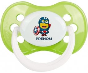 Captain America minion avec prénom : Vert classique Tétine embout anatomique