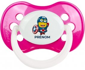 Captain America minion avec prénom : Rose foncé classique Tétine embout anatomique