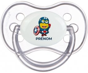 Captain America minion avec prénom : Transparente classique Tétine embout anatomique