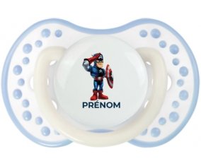 Captain America design-2 avec prénom : Blanc-cyan classique Tétine embout Lovi Dynamic