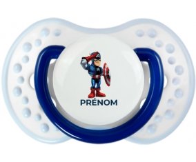 Captain America design-2 avec prénom : Marine-blanc-bleu classique Tétine embout Lovi Dynamic