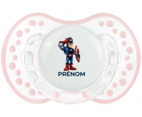 Captain America design-2 avec prénom : Retro-blanc-rose-tendre classique Tétine embout Lovi Dynamic