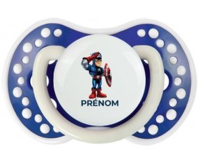 Captain America design-2 avec prénom : Bleu-marine phosphorescente Tétine embout Lovi Dynamic