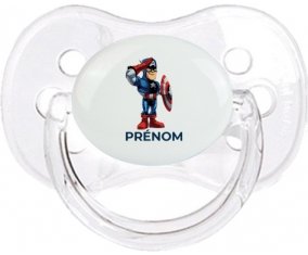 Captain America design-2 avec prénom : Transparent classique Tétine embout cerise