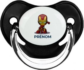 Iron man kids avec prénom : Noir classique Tétine embout physiologique