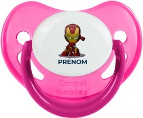 Iron man kids avec prénom : Rose phosphorescente Tétine embout physiologique