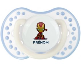 Iron man kids avec prénom : Blanc-cyan classique Tétine embout Lovi Dynamic