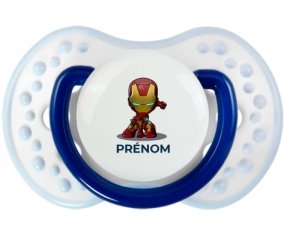 Iron man kids avec prénom : Marine-blanc-bleu classique Tétine embout Lovi Dynamic