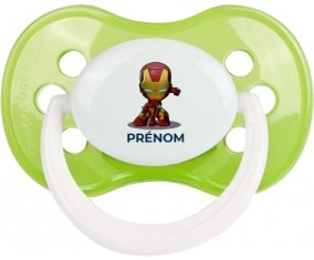 Iron man kids avec prénom : Vert classique Tétine embout anatomique