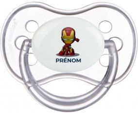 Iron man kids avec prénom : Transparente classique Tétine embout anatomique