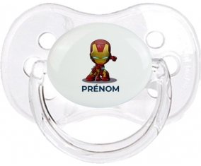 Iron man kids avec prénom : Transparent classique Tétine embout cerise