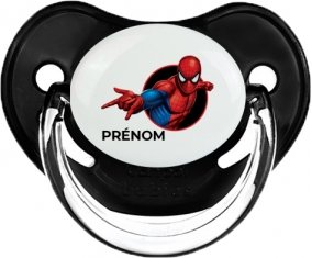 Spiderman design-6 avec prénom : Noir classique Tétine embout physiologique