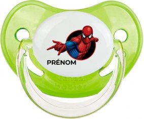 Spiderman design-6 avec prénom : Vert classique Tétine embout physiologique