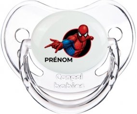 Spiderman design-6 avec prénom : Transparent classique Tétine embout physiologique