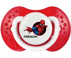 Spiderman design-6 avec prénom : Blanc-rouge classique Tétine embout Lovi Dynamic