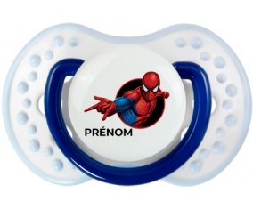 Spiderman design-6 avec prénom : Marine-blanc-bleu classique Tétine embout Lovi Dynamic