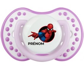 Spiderman design-6 avec prénom : Blanc-mauve classique Tétine embout Lovi Dynamic