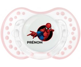 Spiderman design-6 avec prénom : Retro-blanc-rose-tendre classique Tétine embout Lovi Dynamic