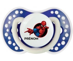 Spiderman design-6 avec prénom : Bleu-marine phosphorescente Tétine embout Lovi Dynamic