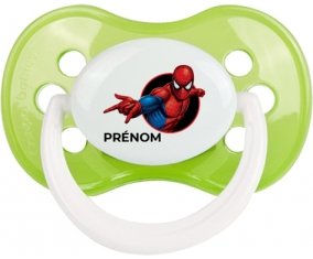 Spiderman design-6 avec prénom : Vert classique Tétine embout anatomique