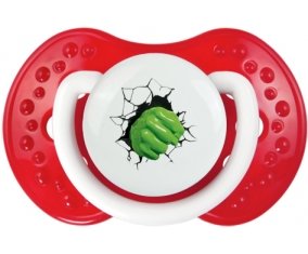 Poing Hulk casse le mur : Blanc-rouge classique Tétine embout Lovi Dynamic