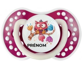 Animaux rigolos Hibou avec prénom : Fuchsia phosphorescente Tétine embout Lovi Dynamic