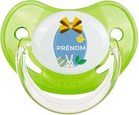 Oeuf de Pâques design-2 avec prénom : Vert classique Tétine embout physiologique