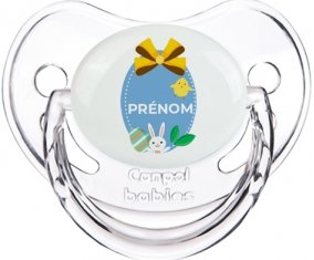 Oeuf de Pâques design-2 avec prénom : Transparent classique Tétine embout physiologique