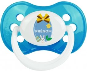 Oeuf de Pâques design-2 avec prénom : Cyan classique Tétine embout anatomique