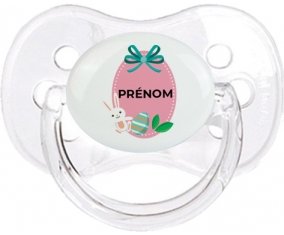 Oeuf de Pâques design-4 avec prénom : Transparent classique Tétine embout cerise