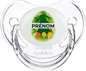 Oeuf de Pâques design-7 avec prénom : Transparent classique Tétine embout physiologique