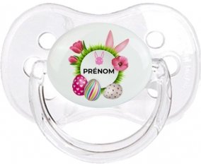 Oeuf de Pâques design-10 avec prénom : Transparent classique Tétine embout cerise