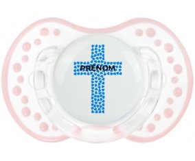 Croix christ bleue avec prénom : Retro-blanc-rose-tendre classique Tétine embout Lovi Dynamic