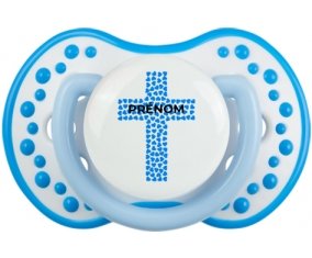 Croix christ bleue avec prénom : Blanc-bleu phosphorescente Tétine embout Lovi Dynamic