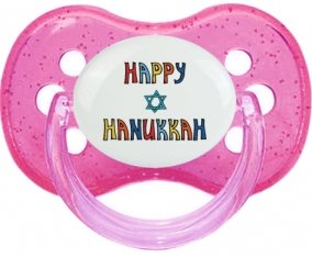 Judaisme : Happy hanukkah design-2 : Rose à paillette Tétine embout cerise