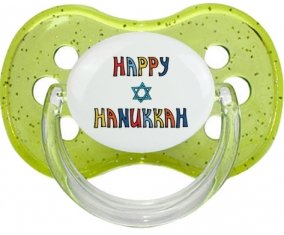 Judaisme : Happy hanukkah design-2 : Vert à paillette Tétine embout cerise